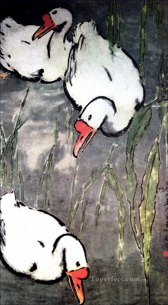 徐北紅ガチョウ 2 伝統的な中国油絵